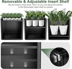 Metal Large Planter Box 20" L x 20" W x 20" H, Heavy Duty Tall Rectangle Outdoor Planter Box with Removable Insert Shelves for Porch, Garden, Patio, Yard (Black)