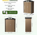 Storage Shed, Brown Steel Outdoor Shed with Lockable Doors