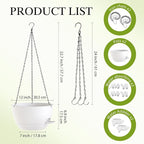 12 Inch Hanging Baskets 2 PC with Chains, Self-Watering Hanging Planters for Indoor Outdoor Plants, Plastic Hanging Flower Pots,White