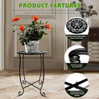 Fashion&cool Outdoor Side Tables, 2 Pack Patio Side Table, Weather Resistant Metal Small Round Outdoor End Table Side Table for Patio Yard Porch Balcony Garden Bedside, Plant Stand for Indoor Outdoor