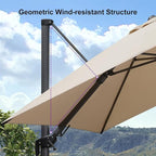 PURPLE LEAF 8.8' X 8.8' Left-right Tilt Patio Umbrella Outdoor Cantilever Swivel Square Umbrella with Tilt Aluminum Offset Umbrella with 360-degree Rotation for Garden Deck Pool Patio Beige
