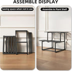 Metal Plant Stand, Foldable Heavy Duty Indoor, Window Iron Plant Shelf - Mid Century Modern Slatted Display for Patio,Garden, Living Room Load Bearing 330 lbs 26" L x 20.2" H x 17.7" W2 Tier Black