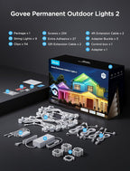 Govee Permanent Outdoor Lights 2, 150ft RGBIC Outdoor Lights with 108 LED Lights, IP67 Waterproof, 100 Scene Modes with 40lm White for Outdoor Decorations, Works with Alexa, Google Assistant, Black