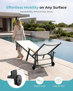 Ciokea Outdoor Lounge Chair with Pillow Set of 4, 5-Position Chaise Lounge with Wheels & Armrests, 400 lbs Heavy Duty Aluminum Pool Lounge Chairs, for Beach, Deck, Poolside & Backyard, White