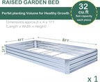 Galvanized Raised Garden Beds for Vegetables Large Metal Planter Box Steel Kit Flower Herb, 8x4x1ft