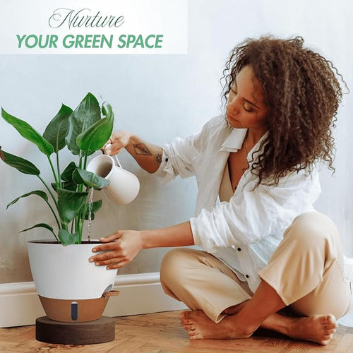12/10/8 Inch Self Watering Pots for Indoor Plants Plastic – White
