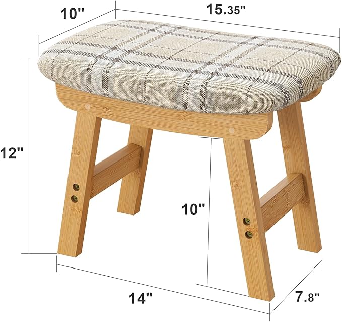Foot Stools Ottoman, Small Soft Footrest Ottoman with Wood Legs, Sofa Footrest Extra Seating for Living Room Entryway Office
