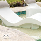 Aqua Outdoors in-Pool DEEP Ledge Chaise Set - Two Chaises - Two Headrest Pillows - Chaise Risers and One Large in Pool Side Table - for ledges 9"-14" inches Deep (Classic White-Blue)