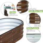 SnugNiture Galvanized Raised Garden Bed Outdoor, 2 Pcs 4x2x1ft Oval Metal Planter Box for Planting Plants Vegetables, Brown