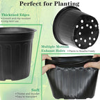 72-Pack 2/2.5/3 Gallon Flexible Plastic Plant Pots, Thickened Soft Seed Starting Container for Indoor Outdoor Plants, Seedlings, Vegetables, Succulents and Cuttings