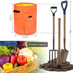 JJGoo Potato Grow Bags, 4 Pack 10 Gallon with Flap and Handles Planter Pots for Onion, Fruits, Tomato, Carrot - Orange