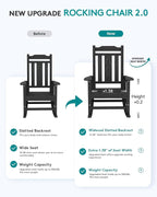SERWALL Outdoor Rocking Chair Set of 6, Patio Rocking Chair Sets, HDPE Rocking Chair for Adults, Black