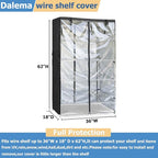 Waterproof Shelf Cover,Outdoor 600D Heavy Duty Dustproof Storage Shelves Cover,36''x18''x62'' Shelf Covers for Wire Shelving with Zippers,Storage Rack Covers with Clear Front