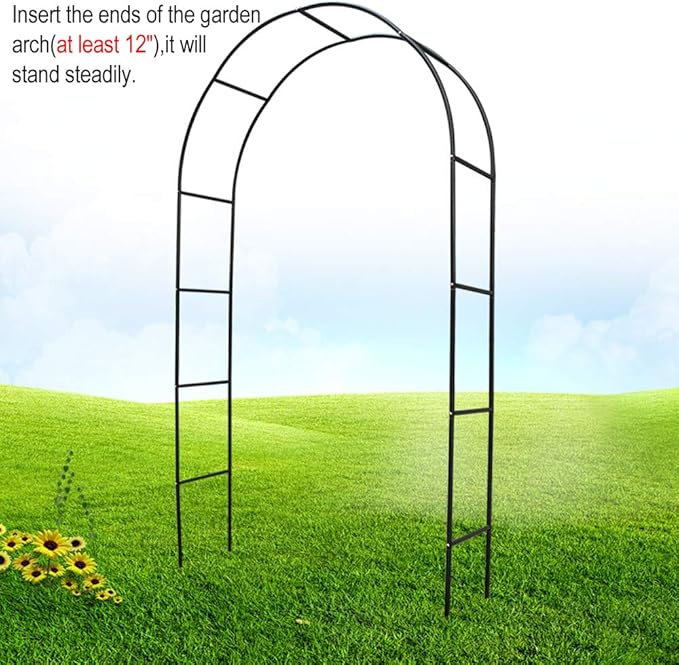 Arbor Black Metal Garden Arch with Two Size Options
