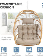 SWITTE Egg Chair Outdoor with Stand, Indoor Wicker Hanging Egg Swing Chair with - Image 6