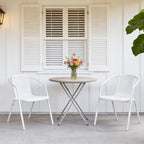 VINGLI PE Rattan Outdoor Dining Chairs Set of 2, Plastic Stackable Patio Chairs for Indoor, Porch, Restaurant, Garden, White