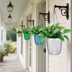 QCQHDU Self Watering Hanging Pots, 2 Pack 7.2 Inch Hanging Planters for Plants Indoor, Outdoor Flower Pots with Drainage Holes and 3 Hooks Chains for Garden Home (Clear)