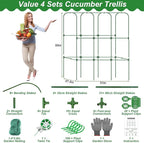 Cucumber Trellis for Raised Bed 51 x 50 Inch U-Shape Garden Trellis for Climbing Plants Outdoors Metal Garden Cucumbers Arch Trellis, Cucumber Plant Support for Tomato, Pea, Zucchini, Vine Flower