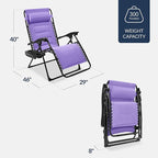 Best Choice Products Oversized Padded Zero Gravity Chair, Folding Outdoor Patio Recliner, XL Anti Gravity Lounger for Backyard w/Headrest, Cup Holder, Side Tray, Polyester Mesh - Violet