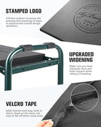 Garden Kneeler and Seat Heavy Duty, Upgraded Foldable Gardening Stool - Widened to 10" Stable Wear-resistant Prevent Knee and Back Pain, Beautiful Logo high-end 2 Large Tool Bags Gift for Women