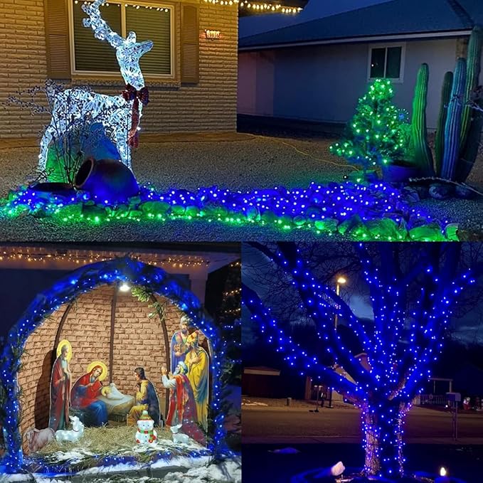 String Lights with 500 LEDs, 165 ft Blue Waterproof Outdoor Set