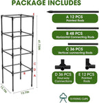 3 Pack Tomato Cages, Square Tomato Plant Stakes Support Cages Trellis for Garden Climbing Vegetables Flowers Fruits,Extra Bold,Black