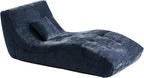 Chaise Lounge Chair with Curved Back, Modern Upholstered Recliner Sofa, Tufted Accent Lounger Comfortable Lazy Chair for Bedroom, Apartment (Blue)