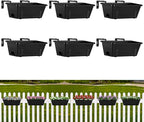 ETELI Railing Planter Hanging and Planter Box Brackets Set 6 Pack Adjustable Deck Window Boxes Planters with Drainage Holes for Garden Railing Fence, Black