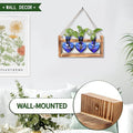 Terrarium Set with Heart Shaped Glass Vases, Wood Stand, Blue