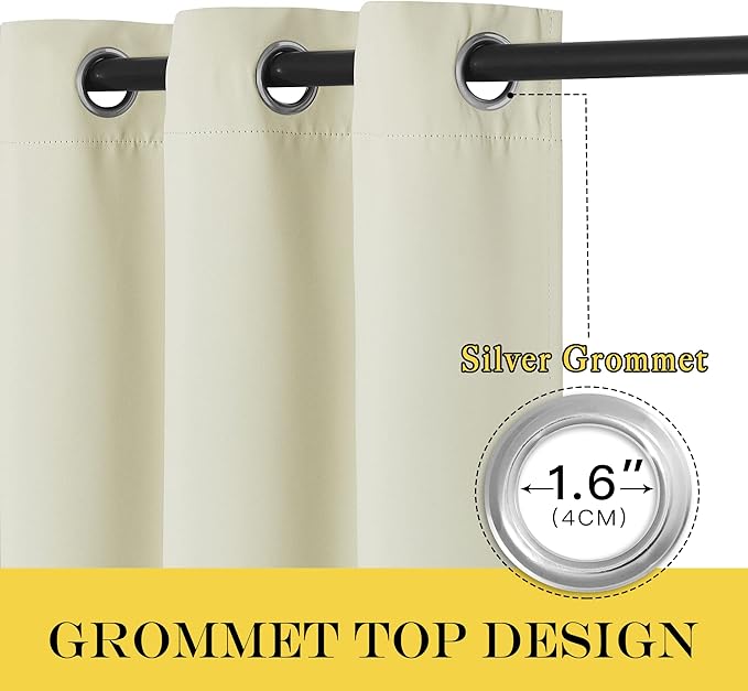 NICETOWN Beige Blackout Curtains for Bedroom 72 Inches Long, Thermal Insulated Room Darkening Grommet Window Curtains for Living Room Nursery, 66 inch x 72 inche, 1 Panel