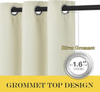 NICETOWN Blackout Living Room Curtain 90 inches Long - Thermal Insulated Grommet Room Darkening Window Treatment Sound Dampening Drape for Bedroom (Beige, W66 x L90, 1 Panel)