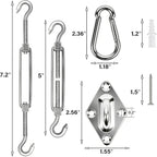 YOFIT 40 Pcs Shade Sail Hardware Kit, 5 Inch Outdoor Sun Sail Accessories, 304 Stainless Steel Turnbuckles & Brackets for Triangle/Rectangle Sails, Patio Canopy Installation Hardware Set Waterproof
