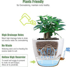 12inch 2Pack Large Self Watering Planters, Plastic Plant Pots with 60oZ Removable Deep Reservoir and Multi Mesh Drainage Holes for Indoor Outdoor Garden Plants and Flowers, White with Brown