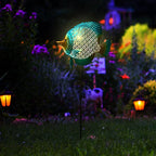 HONGLAND Outdoor Fish Solar Garden Lights with LED Light, Metal Fish Design Waterproof Solar Garden Decorative Stake for Lawn, Yard, Patio, Landscape Decoration