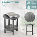 Side Table, 2-Tier Outdoor HDPE End Table, Grey, 17.3 Inch Tall