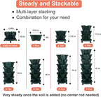 GameXcel Vertical Planter 7 Tier Stackable Planters Garden Planters Strawberry Herb Flower and Vegetable Planter Indoor Outdoor Gardening Pots with Removable Wheels and Tools - Green