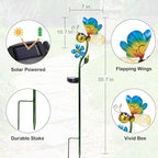 Decorative Solar Lights Outdoor Solar Bee Stake Lights Metal Decorative Garden Lights Outdoor Waterproof Stakes for Pathway Yard Lawn Decoration Mothers Day Mom Gifts
