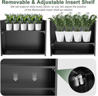 Tall Metal Planter Box for Outdoor Plants 36"L x 12"W x 26"H, Heavy Duty Steel Large Rectangular Planter Box with Removable Insert Shelf, Modern Décor for Tall Plants, Trees, Flowers (Black)