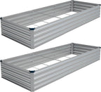 Vengarus 10x3x1FT (2 Pack) Galvanized Raised Garden Bed Kit, Outdoor Metal Planter Box for Vegetables, Rectangular Steel Container, Easy Assembly (Sliver)