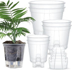 Self Watering Pots for Indoor Plants with Deep Reservoir and High Drainage Holes for Outdoor Plants and Flowers, Bare Root Planter(4.72'', 5.91'', 7.09'',Clear,6 Pcs)
