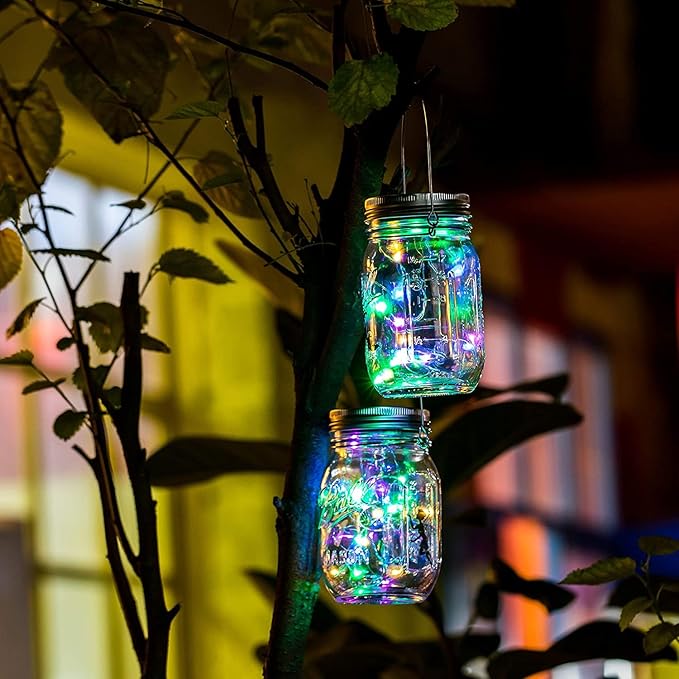 String Lights Solar Mason Jar Lid Lights, 12 Pack, Multicolor, 30 LEDs