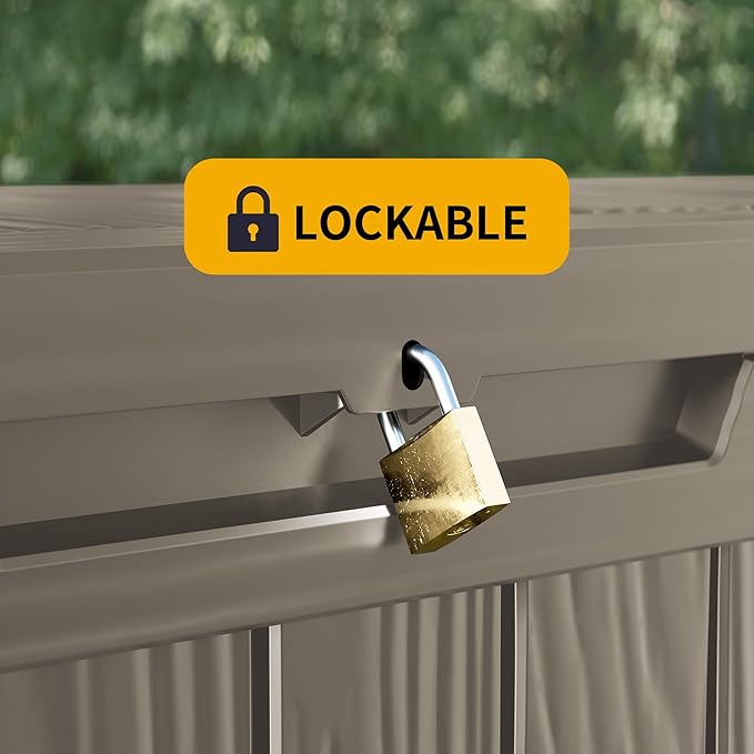 150 Gallon Outdoor Storage Box Waterproof Lockable Resin Deck Box Large - Image 5