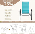 MAMIZO Patio Dining Chairs, Stackable All Weather Teslin Chair, Heavy Duty Outdoor Breathable Chairs Set, w/Armrests, Upgraded Chair FeetW/Strenthened Iron Spacers, 330 LBS (4, Turquoise Blue)
