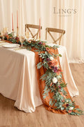 Artificial Flower Garland, 6 Ft Eucalyptus Burnt Orange Silk