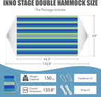 2 Persons Hammock - Portable Camping Bed for Patio, Backyard, Porch, Outdoor and Indoor Use - Soft Cotton Hammock with Carrying Bag