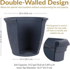Sunnydaze 20-Inch Anjelica Large Plastic Pot for Plants - Outdoor Double-Walled Large Plastic Planter with Drillable Drainage Holes - Slate