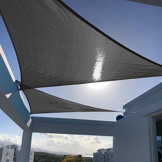 SUNNY GUARD Custom Size 7'x8'x10.6' Graphite Grey Sun Shade Sail Triangle UV Block Shade for Backyard Yard Patio Deck Garden(Customized)