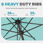 MEWAY 12ft Patio Umbrella Outdoor Table Umbrellas with Crank, Market Umbrella 8 Sturdy Ribs for Deck, Garden, Pool and Backyard, Teal