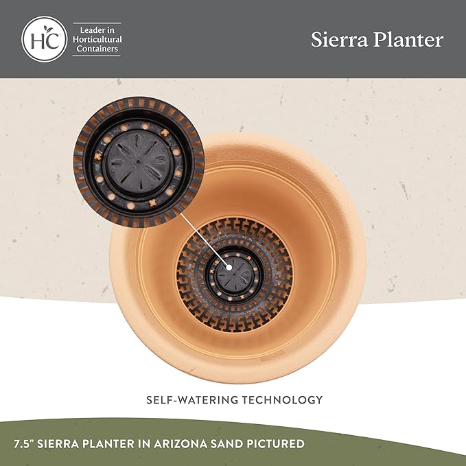 The HC Companies Sierra Round Self-Watering Pot - Lightweight Plastic Planter for Herbs & More - Durable Plant Pots for Indoor Plants & Outdoor Plants (10” Black Onyx, Pack of 2)