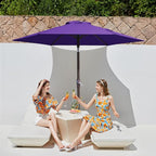 JEAREY 7.5FT Patio Umbrella Market Table Umbrella with 6 Sturdy Ribs, Push Button Tilt/Crank Outdoor Umbrella for Garden, Deck, Backyard, Pool and Beach,Dark Purple